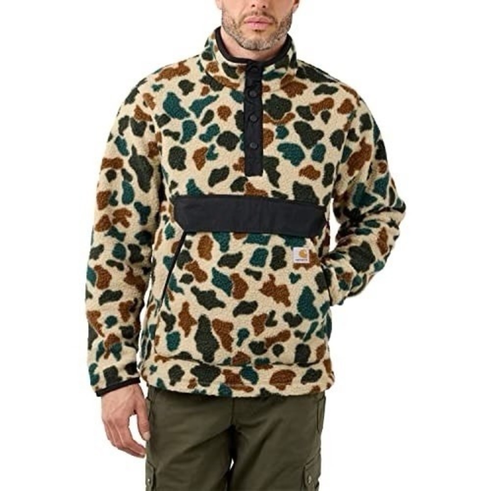 Carhartt Relaxed Fit Duck Camo Fleece Pullover Jacket Men's L NWOT Snap Front